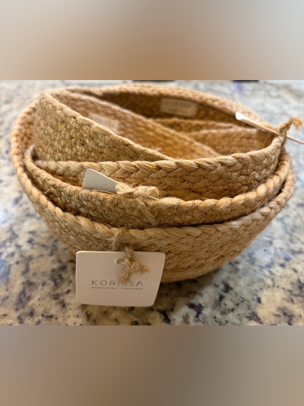Korissa Braided Jute Nesting Bowls - Natural